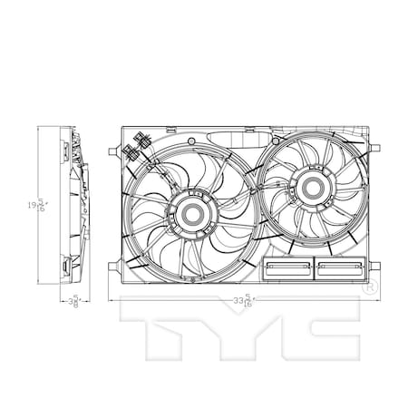 Tyc Tyc Dual Radiator And Condenser Fan Asse, 623540 623540